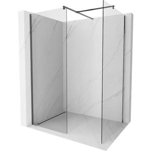 MEXEN/S Kioto Sprchová zástěna WALK-IN 80 x 70 cm, transparent, grafit kartáčovaná 800-080-202-66-00-070 obraz