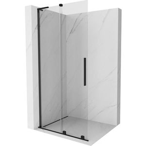 MEXEN/S Velar L Sprchová zástěna posuvná Walk-in 90 x 200 cm, transparent 8 mm, černá 871-090-003-03-70 obraz