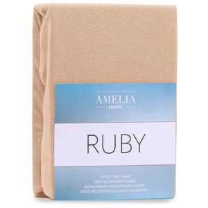 Froté prostěradlo s gumou AmeliaHome Ruby tmavě béžové, velikost 100-120x200+30 obraz