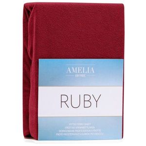 Froté prostěradlo s gumou AmeliaHome Ruby tmavě červené, velikost 100-120x200 obraz