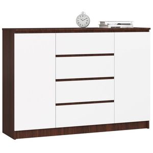 Ak furniture Komoda Kryštof 140 cm 2 skříňky a 4 šuplíky wenge/bílá obraz