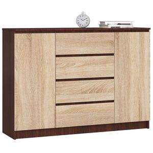 Ak furniture Komoda Kryštof 140 cm 2 skříňky a 4 šuplíky wenge/sonoma obraz