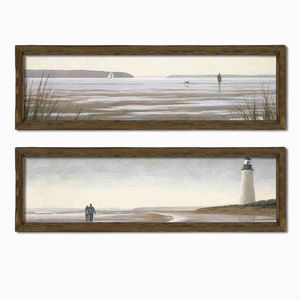 Wallity Sada obrazů Lighthouse 2 ks 19x70 cm hnědá obraz