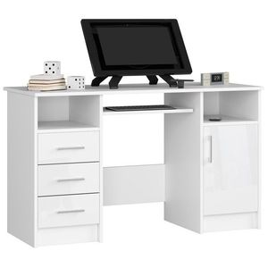 Ak furniture Volně stojící psací stůl Ana 124 cm bílý lesk obraz