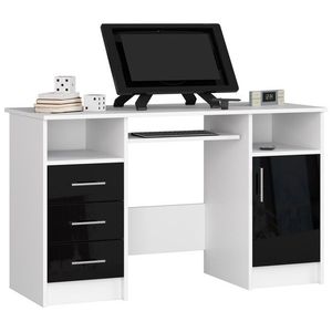 Ak furniture Volně stojící psací stůl Ana 124 cm bílý/černý lesk obraz