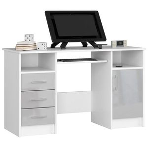 Ak furniture Volně stojící psací stůl Ana 124 cm bílý/světle šedý lesk obraz