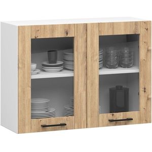 Ak furniture Závěsná kuchyňská skříňka OLIVIE W 80x58 cm matná bílá/dub artisan obraz