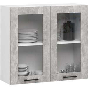 Ak furniture Závěsná kuchyňská skříňka OLIVIE W 80x72 cm matná bílá/beton obraz