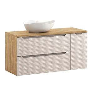 Comad Závěsná skříňka Luxor Beige s deskou a umyvadlem 120 cm béžová/dub olejovaný obraz