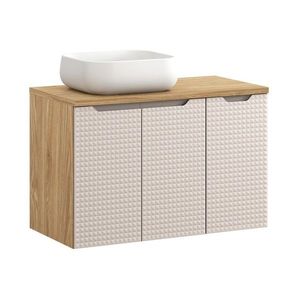 Comad Závěsná skříňka Luxor Beige s deskou a umyvadlem 90 cm béžová/dub olejovaný obraz