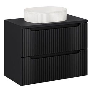 Comad Závěsná skříňka Nova Black II s deskou a umyvadlem 80 cm černá/bílá obraz