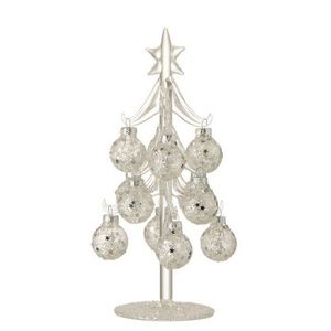 Skleněný stromek se stříbrnými koulemi Baubles Stars – Ø 10*20 cm 6521 obraz