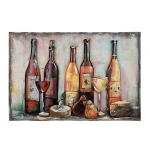 3D kovový obraz s láhvemi vína Wine Bottle - 120*6*80 cm 5WA0194 obraz