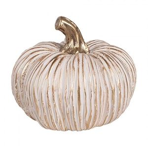 Bílo-zlatá keramická dekorace dýně Pumpkin - Ø 12 * 10 cm 6CE1799 obraz