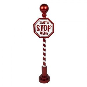 Vánoční dekorace cedule na noze Santa Stop Here - 26*16*107 cm 5Y1257 obraz