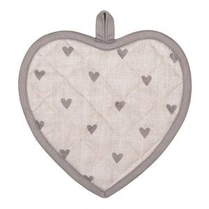 Béžovo-šedá bavlněná chňapka - podložka se srdíčky Love It - 20*20 cm LVT45G obraz