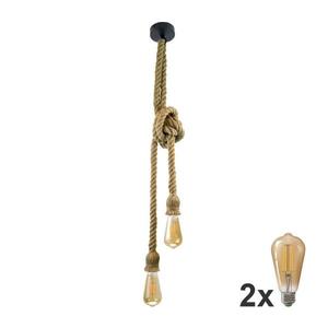 LED Lustr na lanku ROPE 2xE27/10W/230V obraz