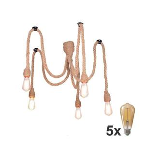 LED Lustr na lanku ROPE CASA 5xE27/10W/230V pavouk obraz