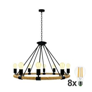 LED Lustr na řetězu ROPE ARTHUR 8xE27/6W/230V obraz