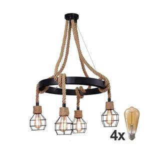 LED Lustr na lanku ROPE ALEGRA 4xE27/10W/230V obraz