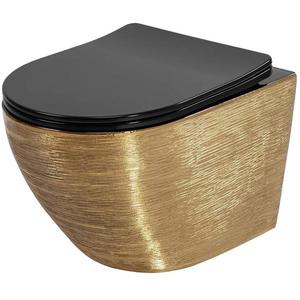 WC závěsné Carlo Mini Riml duroplast/Flat/Zm Brush Gold/Black obraz