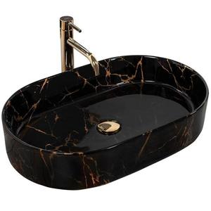 Umyvadlo na desku Nadia 60 Black Marble Shiny Reau0539 obraz