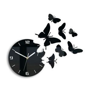 Moderní nástěnné hodiny BUTTERFLIE 3D BLACK NH048 obraz