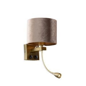 Wandlamp brons met velours kap taupe 18cm - Brescia Combi obraz