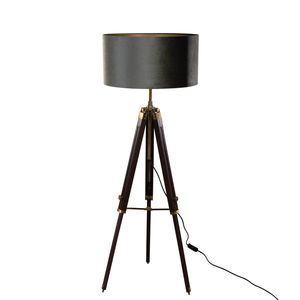 Vloerlamp messing tripod met velours kap groen 50cm - Cortin obraz