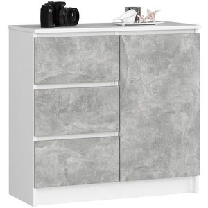 Ak furniture Komoda JERRY K 80 cm 1 dveře 3 zásuvky bílá/beton obraz