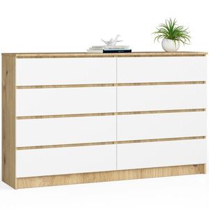 Ak furniture Komoda Kuba 160 cm 8 šuplíků dub artisan/bílá obraz