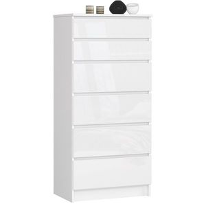 Ak furniture Komoda Kuba 60 cm - 6 šuplíků bílá lesk obraz