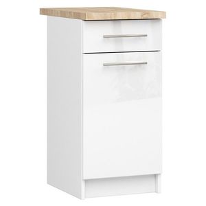 Ak furniture Kuchyňská skříňka Olivie S 40 cm 1D 1S bílá/bílý lesk/dub sonoma obraz