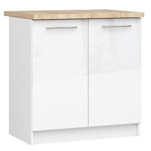 Ak furniture Kuchyňská skříňka Olivie S 80 cm 2D bílá/bílý lesk/dub sonoma obraz