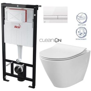 ALCADRAIN Sádromodul předstěnový instalační systém s bílým tlačítkem M1710 + WC CERSANIT CLEANON CITY AM101/1120 M1710 CI1 obraz