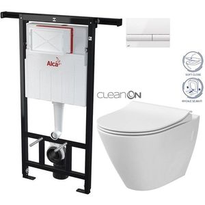 ALCADRAIN Jádromodul předstěnový instalační systém s bílým tlačítkem M1710 + WC CERSANIT CLEANON CITY AM102/1120 M1710 CI1 obraz