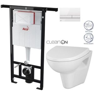 ALCADRAIN Jádromodul předstěnový instalační systém s bílým tlačítkem M1710 + WC CERSANIT CLEANON PARVA + SEDÁTKO AM102/1120 M1710 PA1 obraz