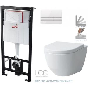 ALCADRAIN Sádromodul předstěnový instalační systém s bílým tlačítkem M1710 + WC LAUFEN PRO LCC RIMLESS + SEDÁTKO AM101/1120 M1710 LP2 obraz