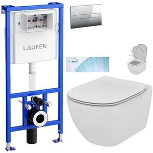 LAUFEN Rámový podomítkový modul CW1 SET s chromovým tlačítkem + WC Ideal Standard Tesi se sedátkem SoftClose, AquaBlade H8946600000001CR TE1 obraz