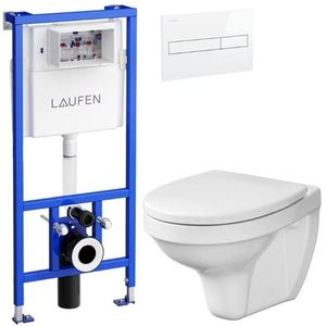 LAUFEN Rámový podomítkový modul CW1 SET s bílým tlačítkem + WC CERSANIT DELFI + SEDÁTKO H8946600000001BI DE1 obraz