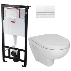 ALCADRAIN Sádromodul předstěnový instalační systém s bílým tlačítkem M1710 + WC JIKA LYRA PLUS + SEDÁTKO DURAPLAST AM101/1120 M1710 LY6 obraz