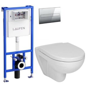 LAUFEN Rámový podomítkový modul CW1 SET s chromovým tlačítkem + WC JIKA LYRA PLUS + SEDÁTKO DURAPLAST H8946600000001CR LY6 obraz