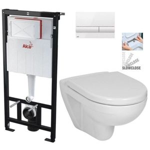 ALCADRAIN Sádromodul předstěnový instalační systém s bílým tlačítkem M1710 + WC JIKA LYRA PLUS + SEDÁTKO DURAPLAST SLOWCLOSE AM101/1120 M1710 LY5 obraz