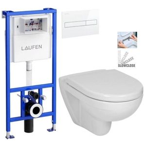 LAUFEN Rámový podomítkový modul CW1 SET s bílým tlačítkem + WC JIKA LYRA PLUS + SEDÁTKO DURAPLAST SLOWCLOSE H8946600000001BI LY5 obraz