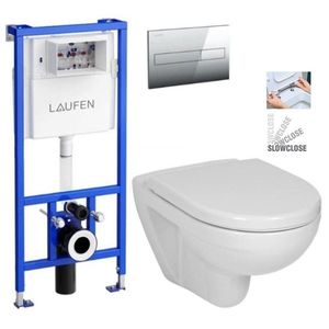 LAUFEN Rámový podomítkový modul CW1 SET s chromovým tlačítkem + WC JIKA LYRA PLUS + SEDÁTKO DURAPLAST SLOWCLOSE H8946600000001CR LY5 obraz