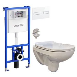 LAUFEN Rámový podomítkový modul CW1 SET s bílým tlačítkem + WC bez oplachového kruhu Edge + SEDÁTKO H8946600000001BI EG1 obraz