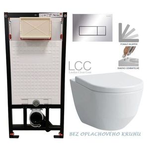 DEANTE Podomítkový rám, pro závěsné WC mísy + SLIM tlačítko chrom + WC LAUFEN PRO LCC RIMLESS + SEDÁTKO CST_WC01 051P LP2 obraz