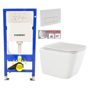 GEBERIT DuofixBasic s bílým tlačítkem DELTA51 + WC INVENA PAROS + SEDÁTKO 458.103.00.1 51BI RO1 obraz