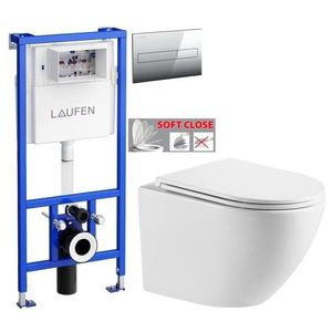 LAUFEN Rámový podomítkový modul CW1 SET s chromovým tlačítkem + WC INVENA LIMNOS WITH SOFT, včetně soft/close sedátka H8946600000001CR LI1 obraz