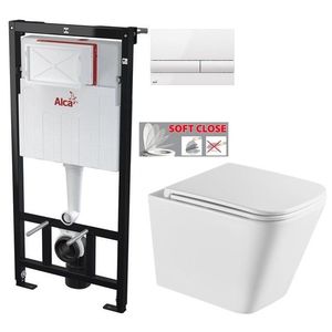 ALCADRAIN Sádromodul předstěnový instalační systém s bílým tlačítkem M1710 + WC INVENA FLORINA WITH SOFT, včetně soft/close sedátka AM101/1120 M1710 FL1 obraz